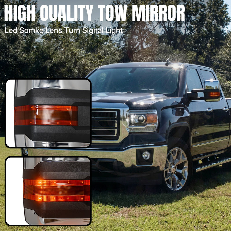 Tow Mirrors for 2014-2018 Silverado Sierra 1500 Chrome Heated LED Signal