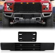 DURAFORCE Front Bumper Trim & License Plate Fit For 2015 2016 2017 Ford F-150 F150 Black