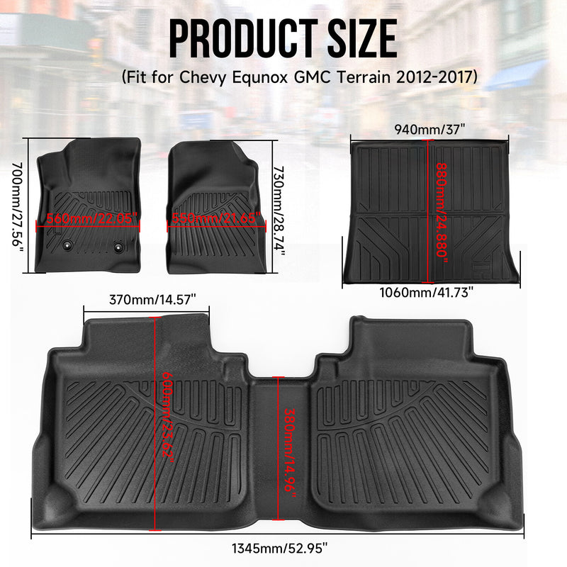 4Pcs Floor Mats Cargo Liner for Chevy Equinox 2012 2013 2014 2015 2016 2017