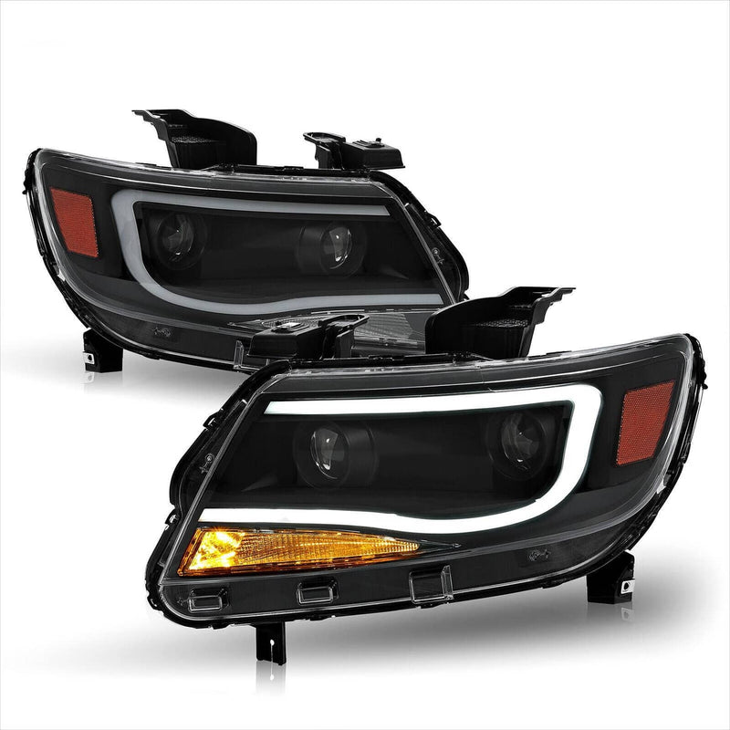 DURAFORCE Black LED DRL Dual Square Projector Headlights for Chevy Colorado 2015-2022