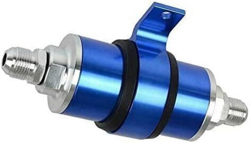 Blue 30 Micron Billet Aluminum Inline Fuel Petrol Filter Bracket AN6 AN8 AN10