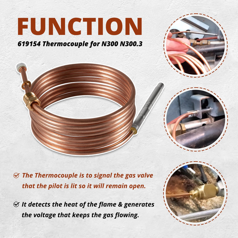 619154 Thermocouple for Norcold N300 Series Refrigerator 2 Way 3 Way