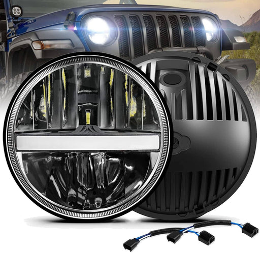 DURAFORCE Pair 7 inch Round Halo LED Headlights DRL Turn for Chevrolet Bel Air