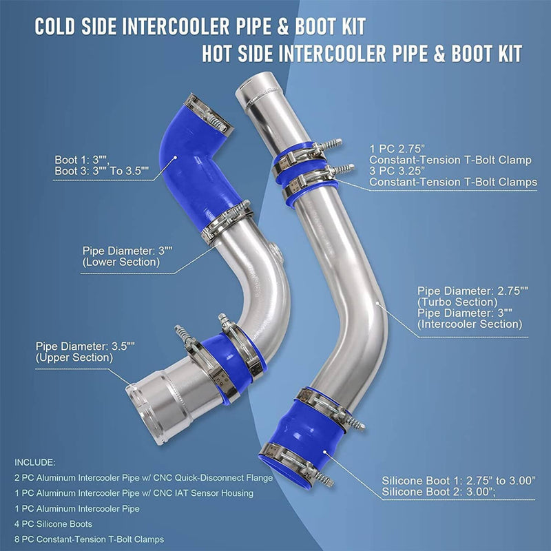 Hot Cold Side Intercooler Pipe Upgrade for 11-16 Ford 6.7L Powerstroke Diesel