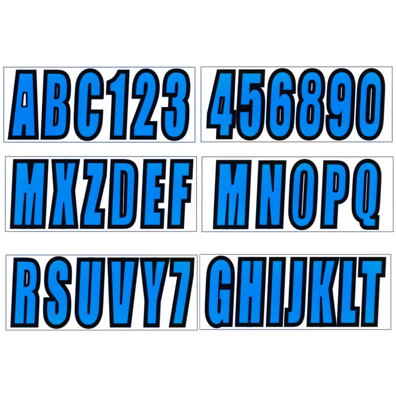 DURAFORCE Boat Registration Decals Letters And Numbers Stickers A-Z & 0-9 Blue 4 Sets