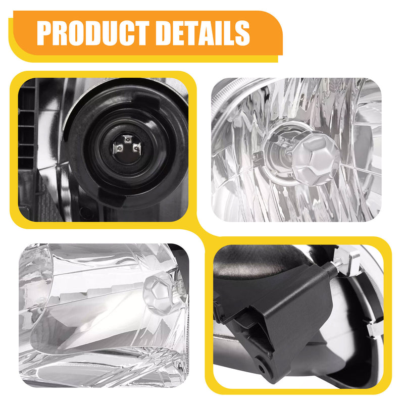 Headlights Headlamps W/Bulb Driver Passenger for Toyota Tacoma 2001-2004