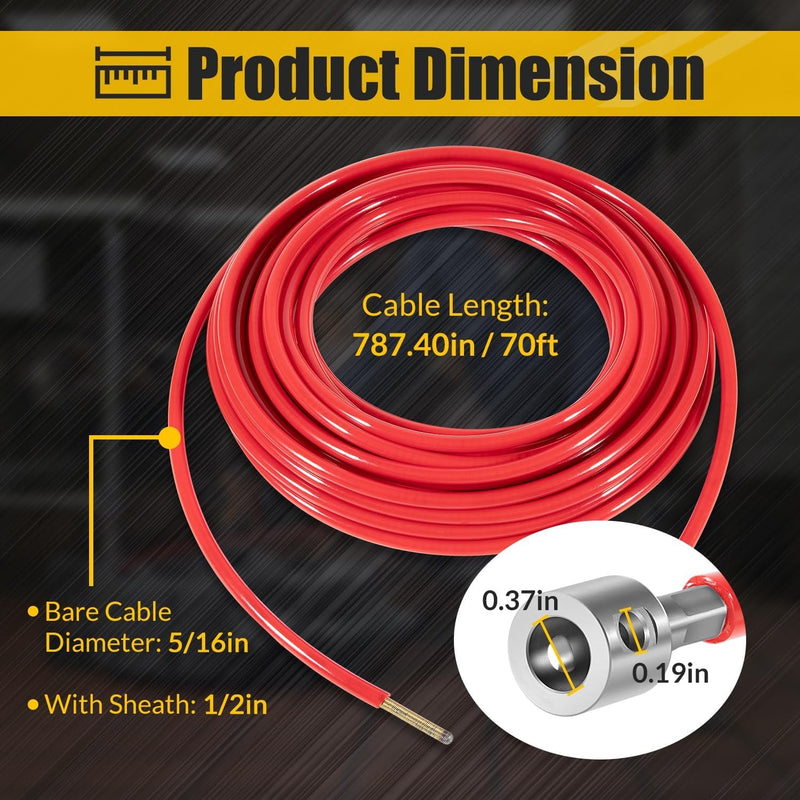 64348 K9-204 FlexShaft Cable Assembly for 2 to 4 in Pipes 70ft