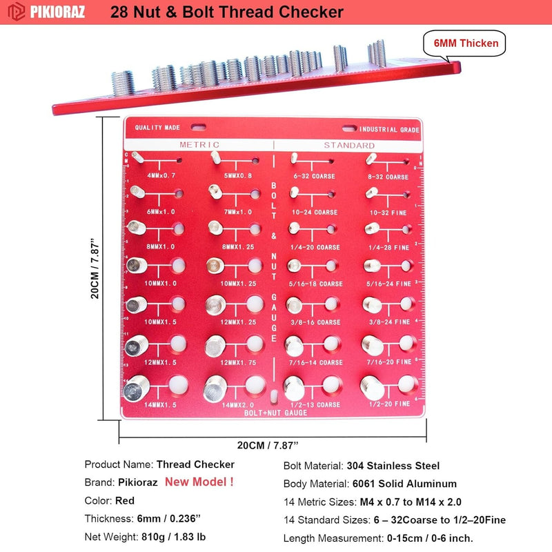 34 Standard Metric Nut Bolt Thread Checker Identifier Gauge