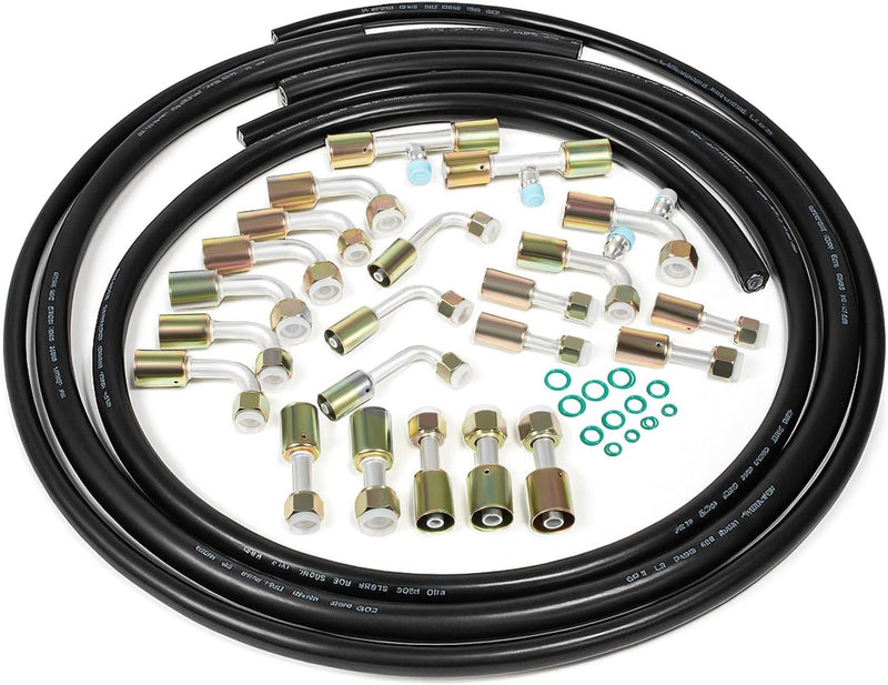 Air Conditioning Hose & Fitting Kit with 6.5ft #6 #8 #10 AC Hoses