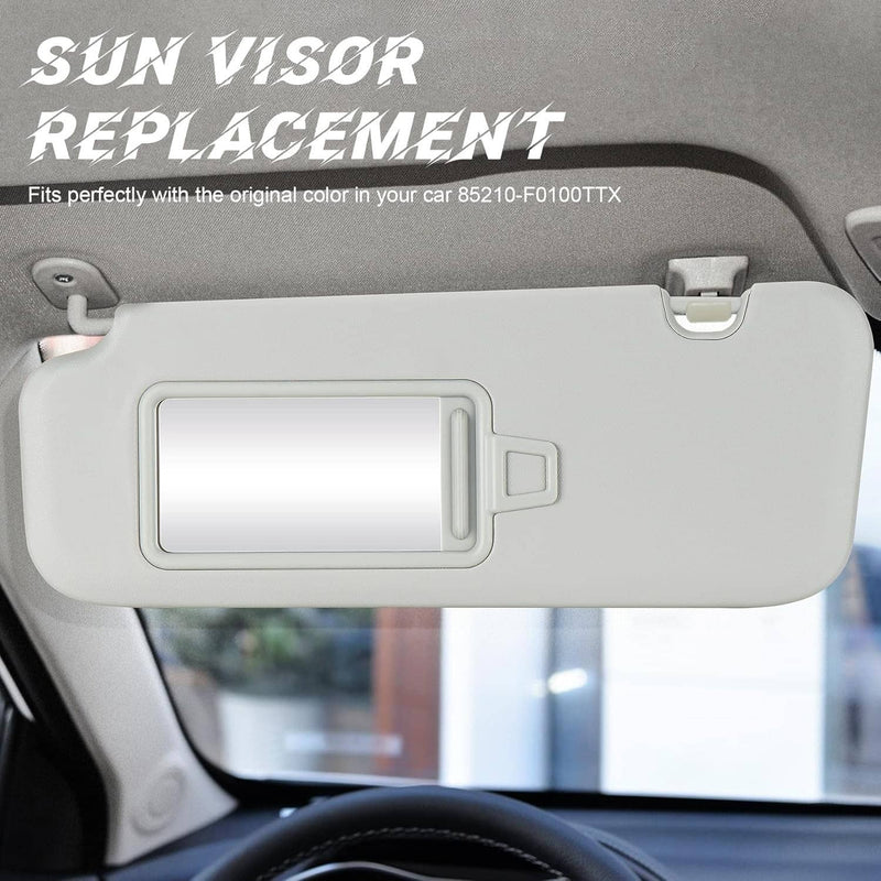 Gray Sun Visor with Mirror for 2017-2019 Hyundai Elantra Driver Passenger 2Pcs