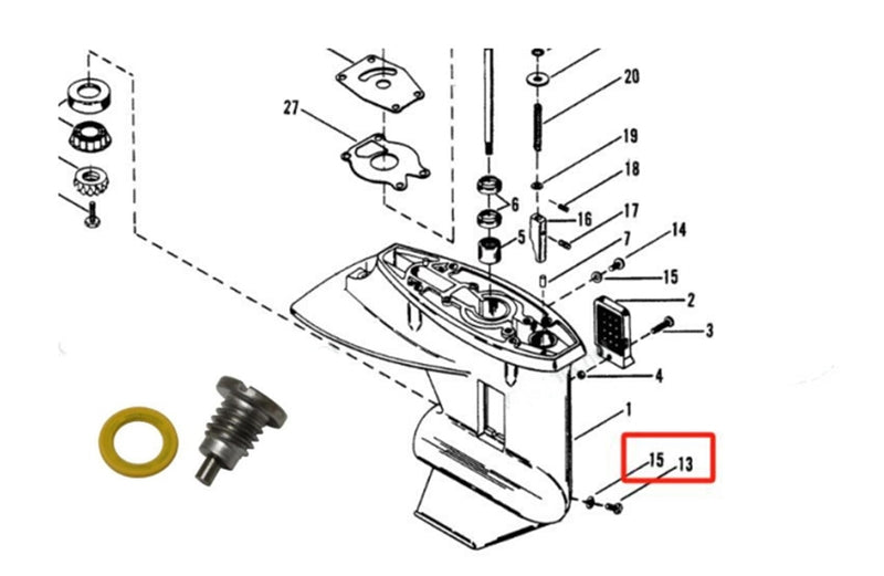 8M0058389 Magnetic Outdrive Drain Plug for Mercruiser Alpha 2 Pieces