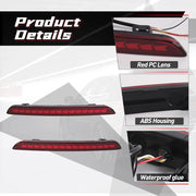 DURAFORCE For Honda Civic Sedan 2022-2025 LED Rear Bumper Reflector Light Fog Lamps Red