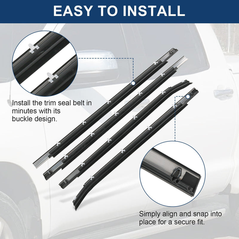 Window Moulding Weatherstrip Seal Belt for Toyota Tundra Double Cab 2000-2006 4x