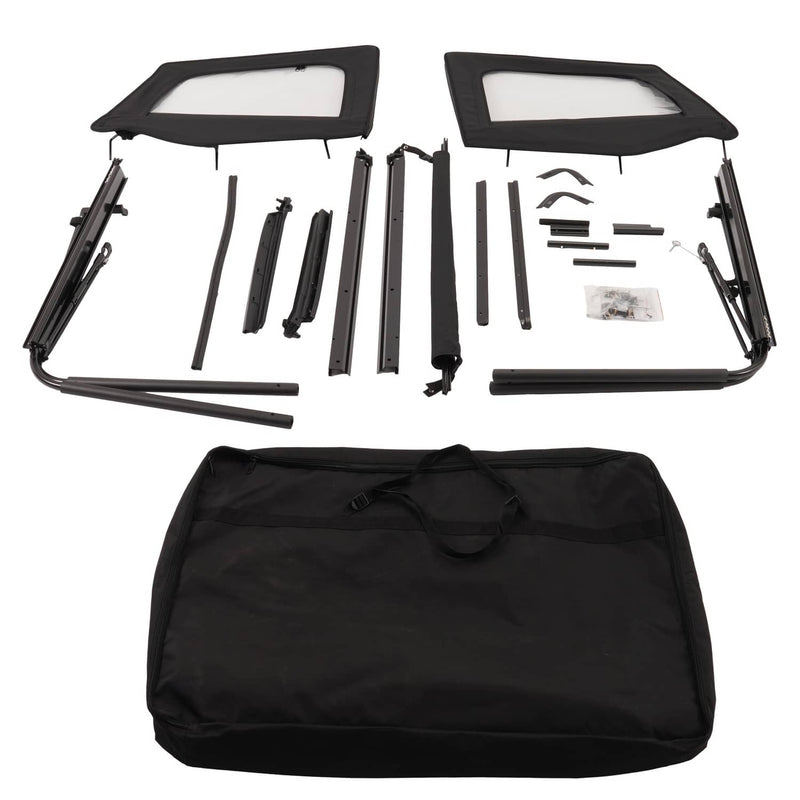 DURAFORCE Soft Top Kit Front Upper Half Doors Tinted Windows for Jeep Wrangler YJ 87-95