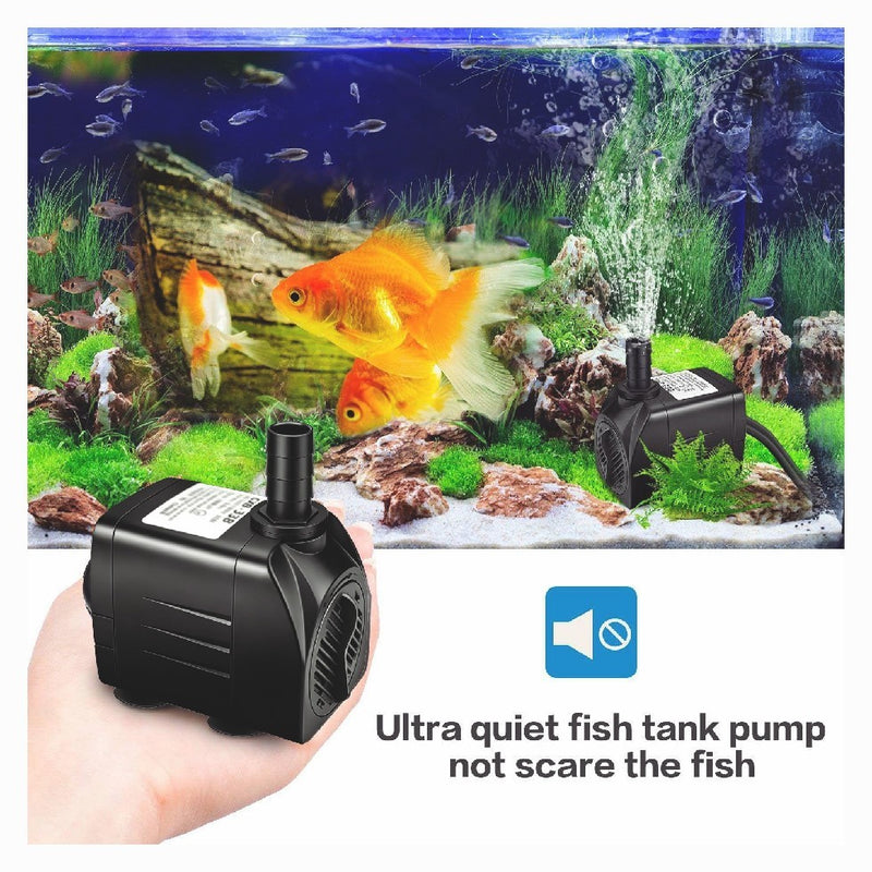 160GPH Aquarium Water Pump Adjustable Submersible Pump for Fish Tank Statuar