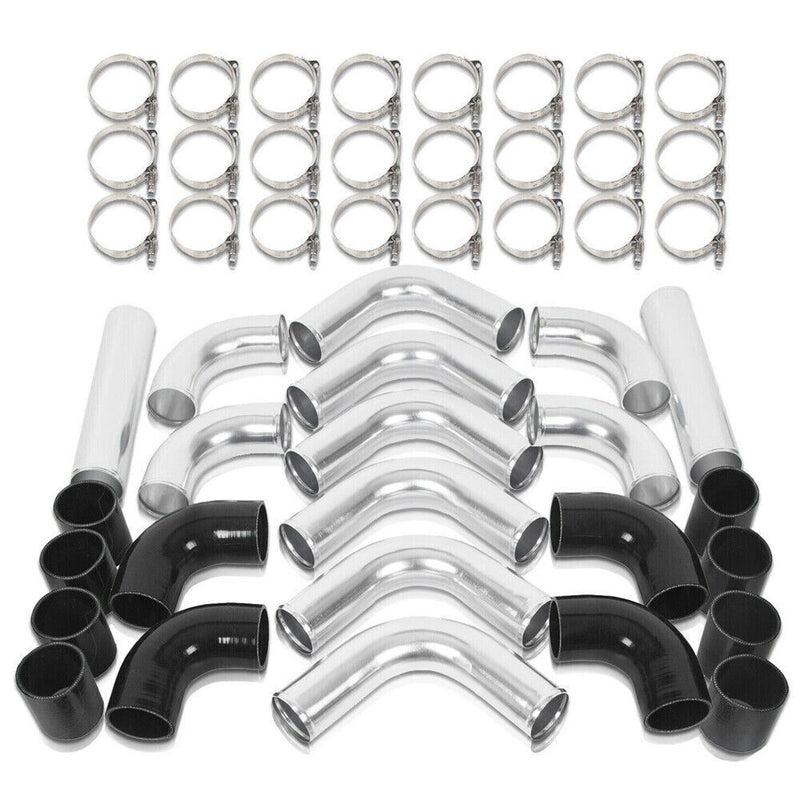 3" Turbo Intercooler Elbow Pipe Kit Silicone Hose Clamp Aluminum Universal