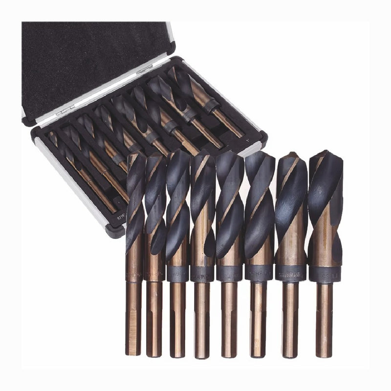 8 PCS HSS Cobalt Silver and Deming Drill Bits Set Large Size 9/16 Inch to 1 Inch