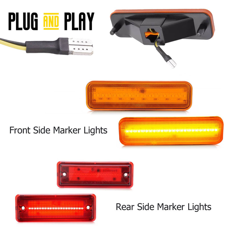DURAFORCE Amber/Red LED Side Marker Parking Lights Set for El Camino & Caballero 78-87