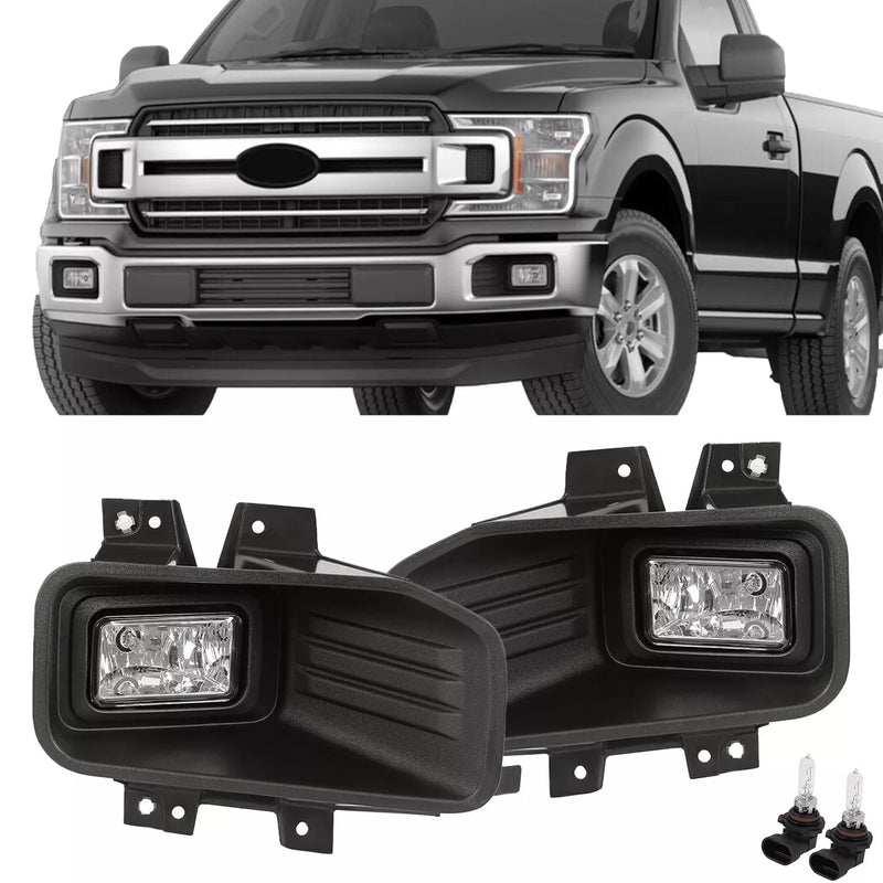 Clear Lens Halogen Fog Lights Lamps for Ford F-150 F150 2018-2020 Set Pair
