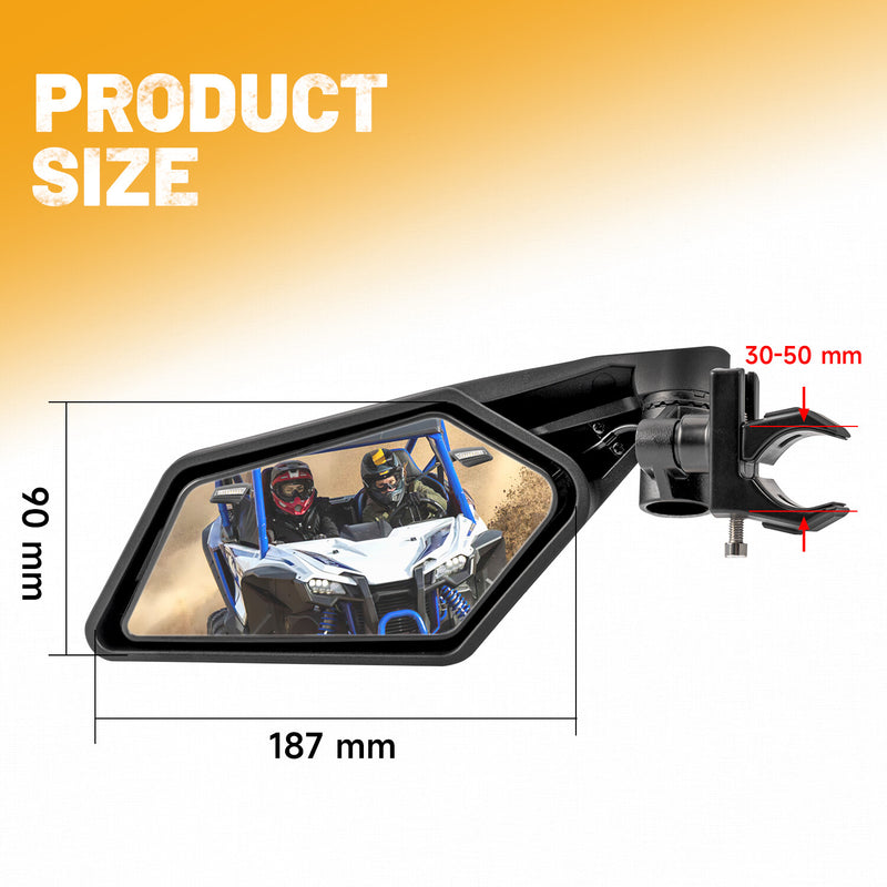 LED Turn Signal Light Side View Mirrors for Can-Am Polaris RZR PRO XP Yamaha UTV