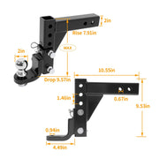 DURAFORCE 2" Receiver Trailer Hitch Ball Mount 9-1/2" Drop Tow Adjustable 7500lb