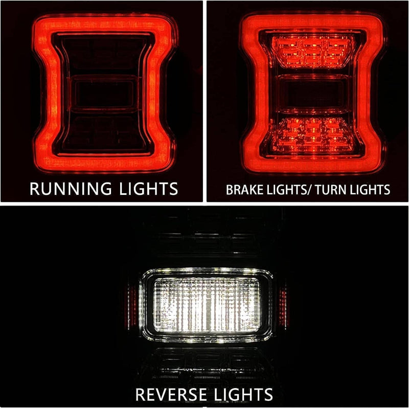 LED Tail Lights Pair for Jeep Wrangler JK JKU 07-18 Rear Brake Turn Signal Lamps
