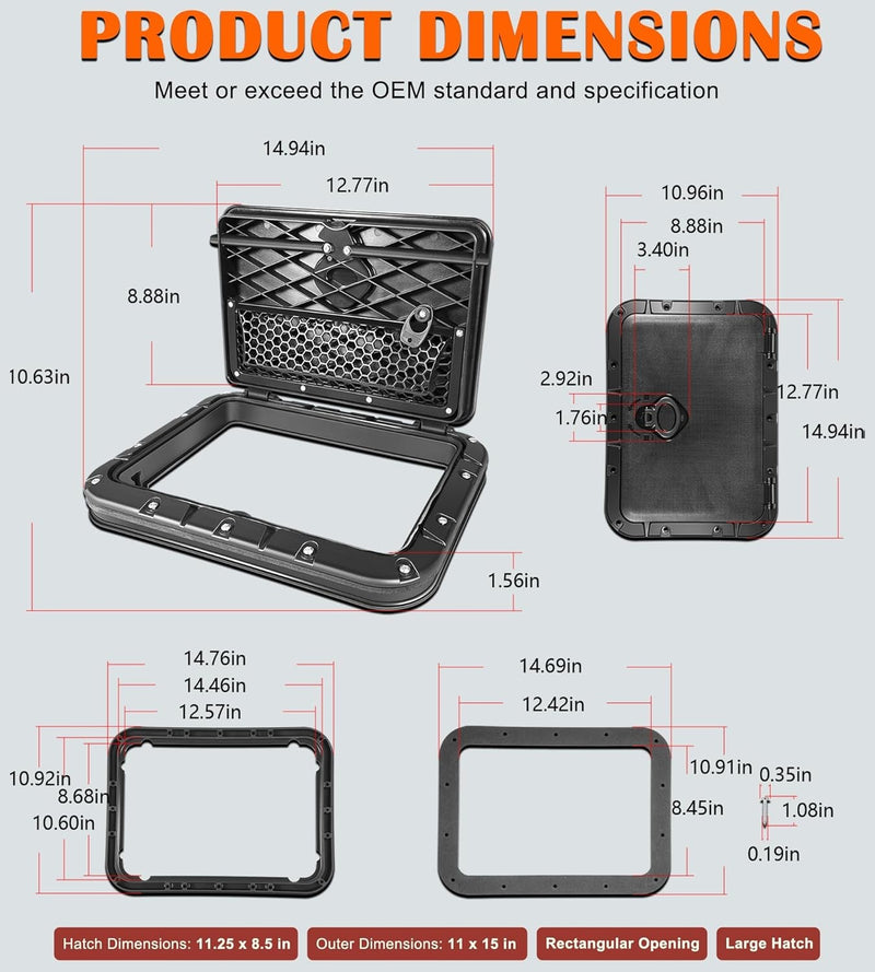 71707003 Rectangular Twist and Seal Hatch Kit for Hobie Pro Angler Kayaks 2013+