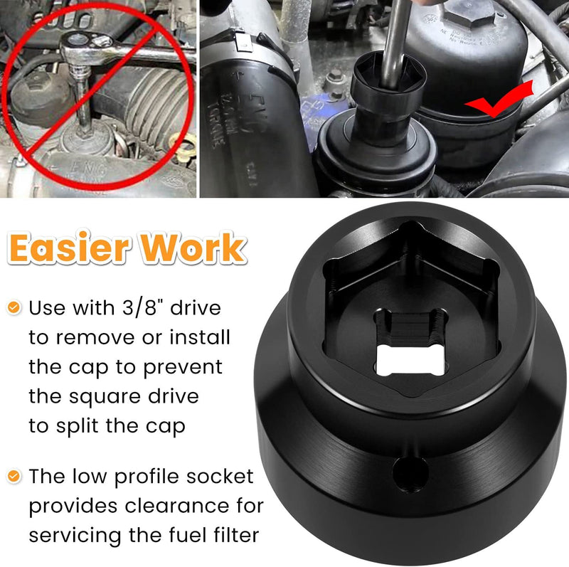 Oil Filter Socket 24mm 36mm for Ford 2003-2010 6.0L 6.4L Powerstroke Diesel