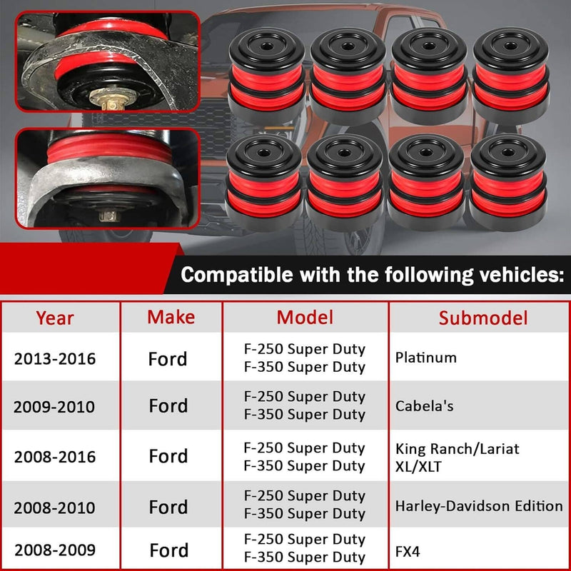 Silicone Body Mount Bushing Kit for Ford F250 F350 Super Duty Crew Cab 2008-2016