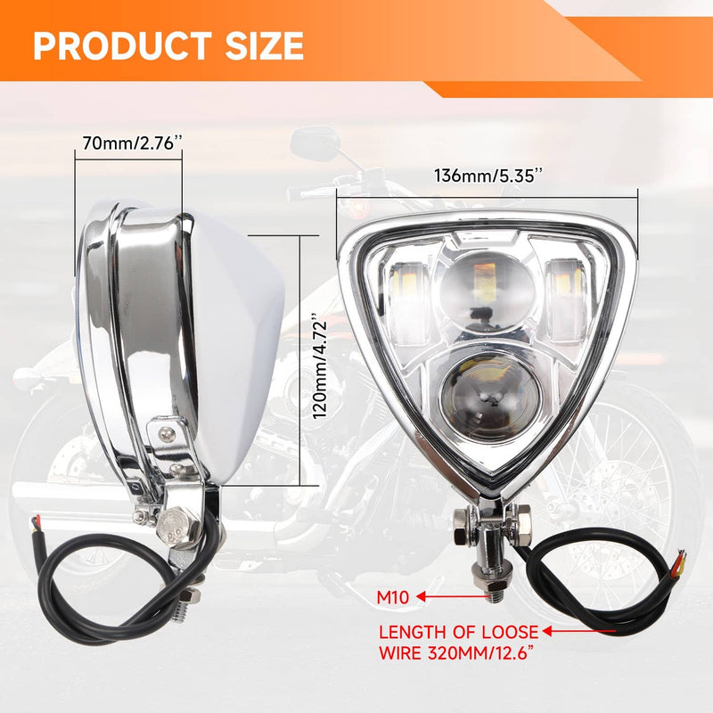 LED Headlight Triangle Headlamp Assembly for Harley Chopper Bobber Cafe Racer