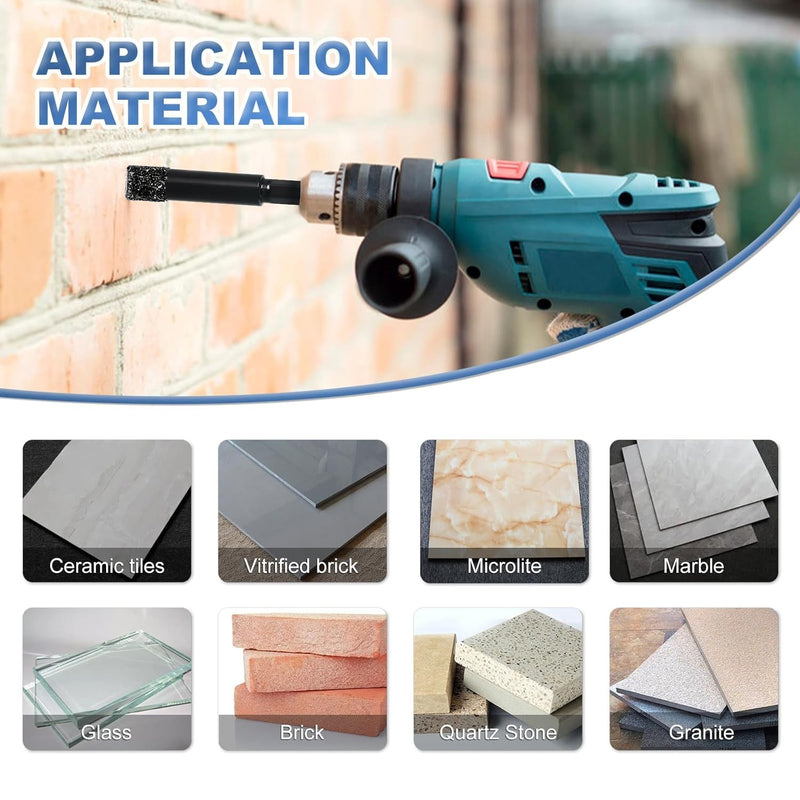 Diamond Drill Bit Hole Saw Set for Granite Marble Porcelain Tile Ceramic 8x