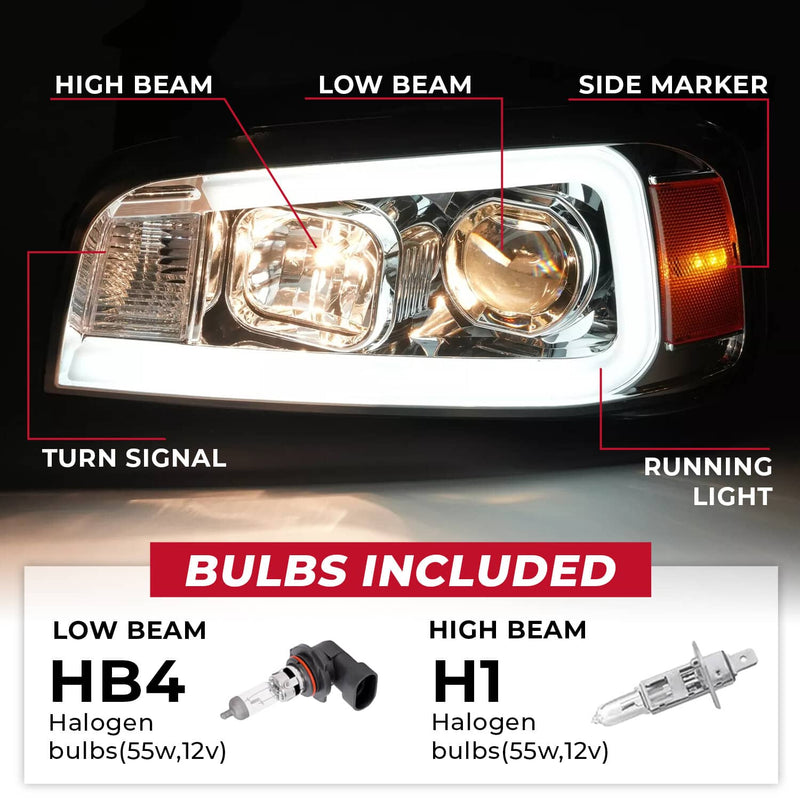 DURAFORCE LED DRL Projector Headlights for Dodge Charger 2006-2010 Left Right