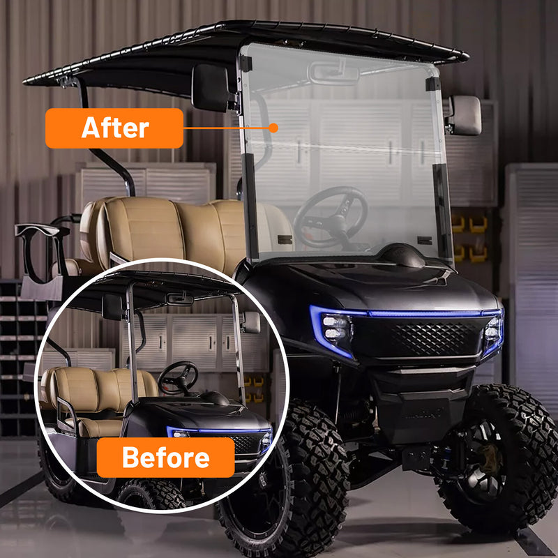 Front Tinted Full Windshield Windscreen for EZGO RXV 2008-UP Folding Style