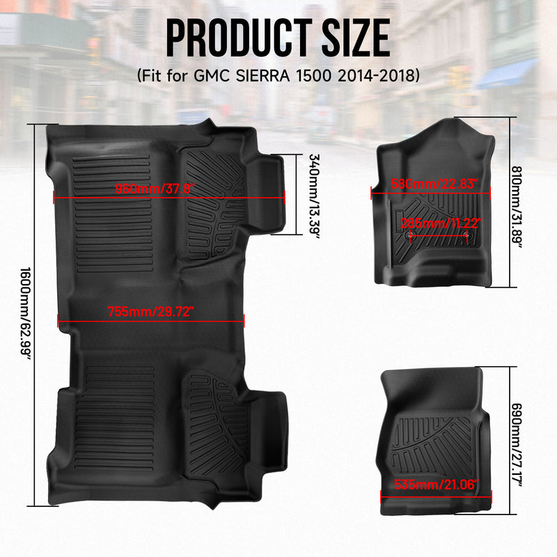 Front Rear Floor Mats Liners for Chevy Silverado Crew Cab 2014 2015 2016-2018