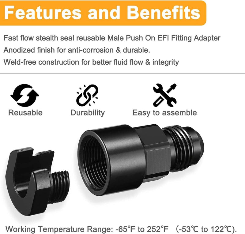 6AN 20FT PTFE E85 Fuel Line Fitting Kit LS Swap EFI Nylon Braided 3/8