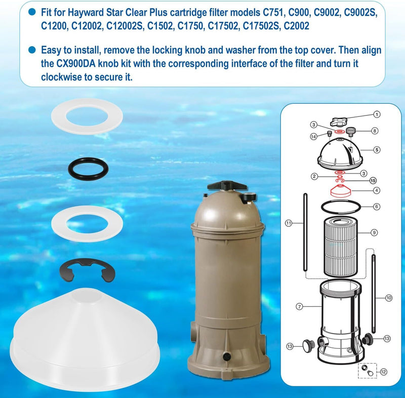 CX900DA Knob Kit for Hayward Star Clear Plus Cartridge Filter C751 C900 C1200