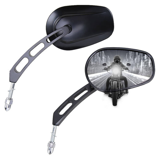 DURAFORCE 2Pcs Black Rear View Mirrors for Harley Touring Road King Electra Glide 8mm