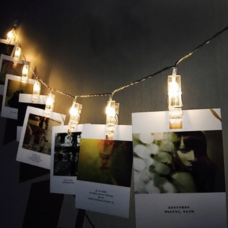 10 LED Card Photo Clip String Fairy Lights Battery Christmas Party Wedding