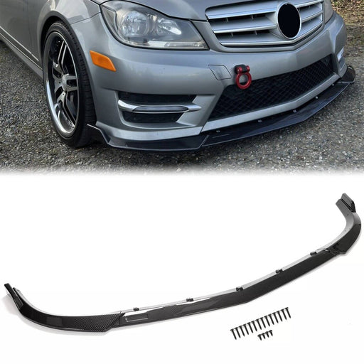 DURAFORCE Front Bumper Lip Splitter Spoiler Carbon Fiber Look for Benz W204 Sport 2012-14