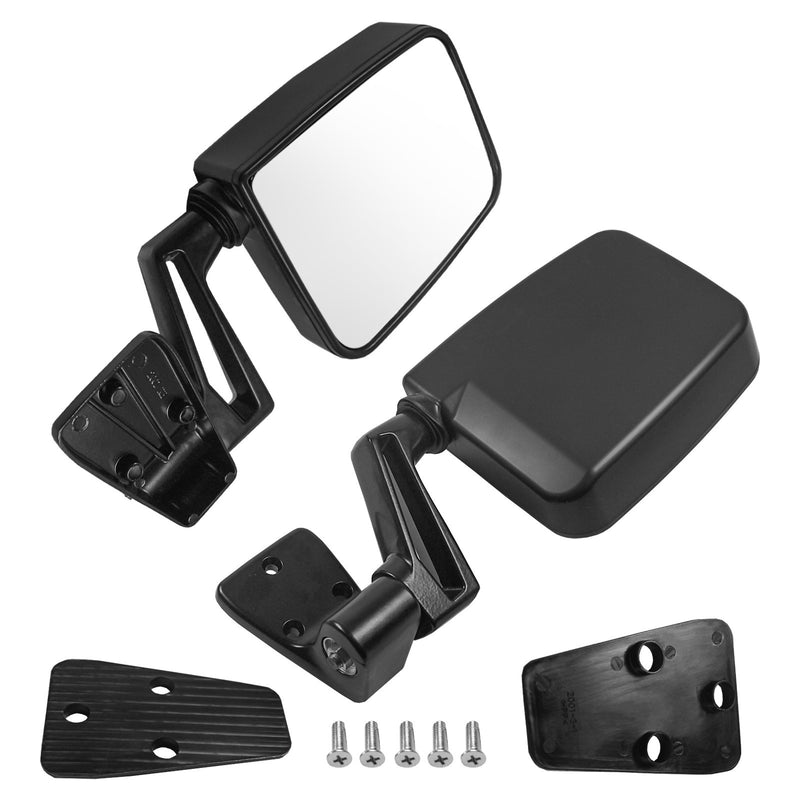 Manual Side View Black Door Mirrors Pair Set for 87-02 Jeep Wrangler