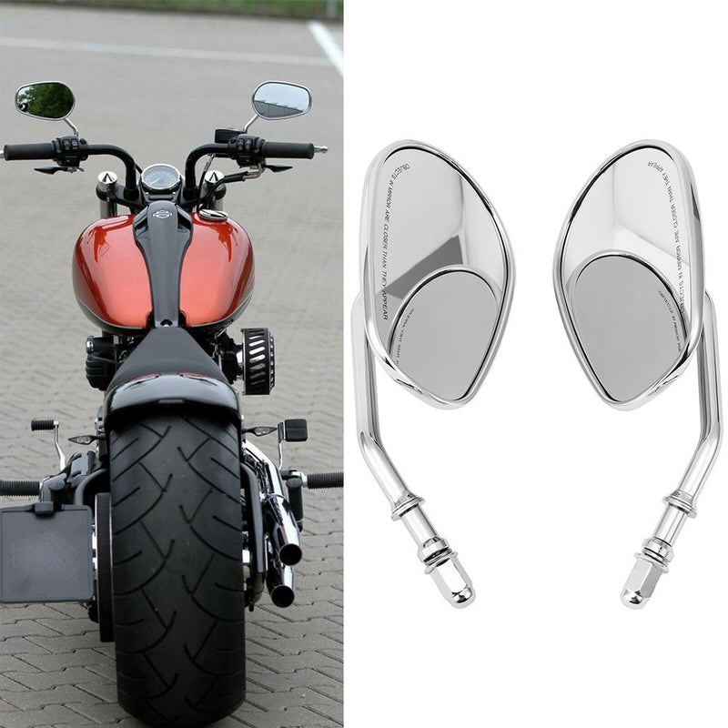 Chrome Teardrop Rear View Mirrors 8mm for Harley Touring Road King Electra Glide