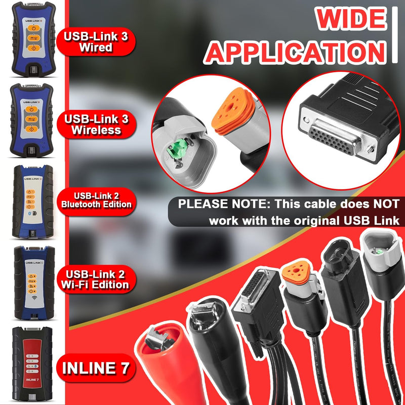 493033 3-Pin Deutsch 2-Pin Adapter for Nexiq USB Link 2&3 for Cummins J1939