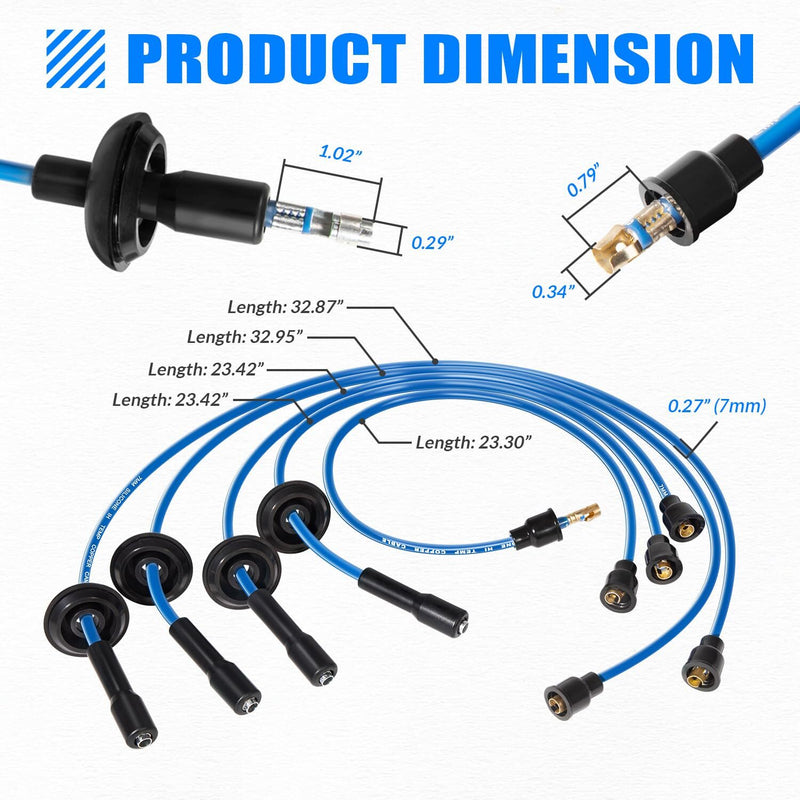 9407 Blue Ignition Spark Plug Wire Set for VW Dune Buggy Bug Beetle Ghia Thing