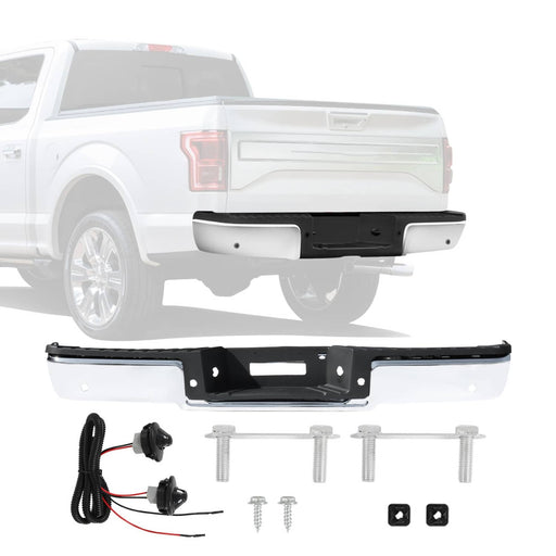 DURAFORCE Step Bumper Assembly with Sensor Holes Chrome Rear for Ford F-150 2004-2006