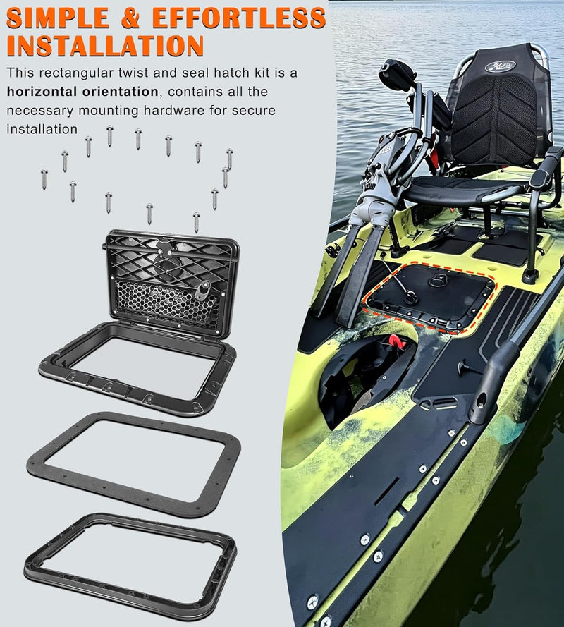 71707003 Rectangular Twist and Seal Hatch Kit for Hobie Pro Angler Kayaks 2013+