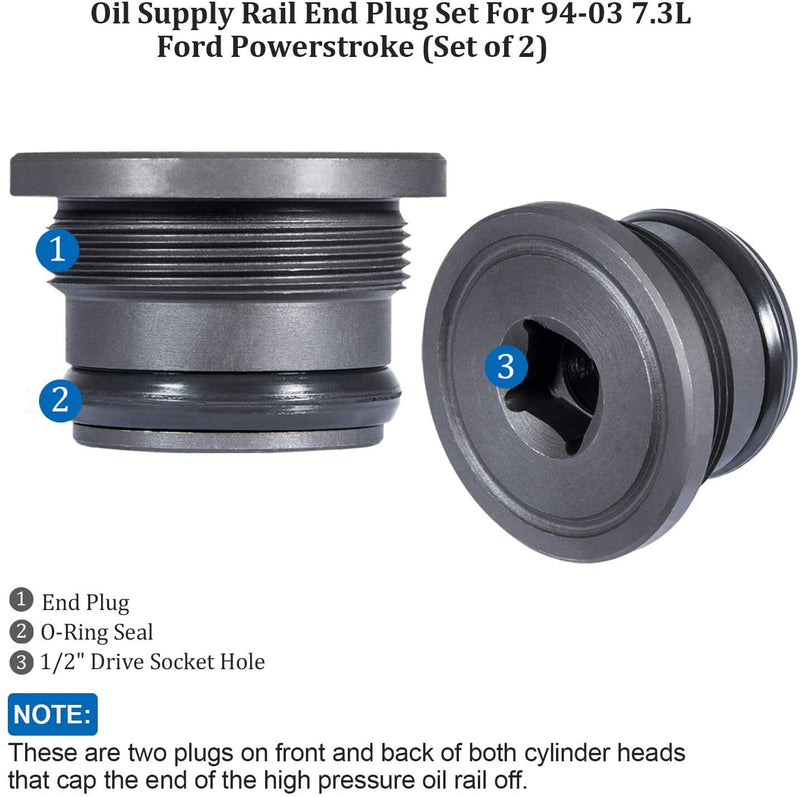 4C3Z-6026-CA Oil Supply Rail End Gallery Plug & Seal for Ford 7.3L 1994-2003
