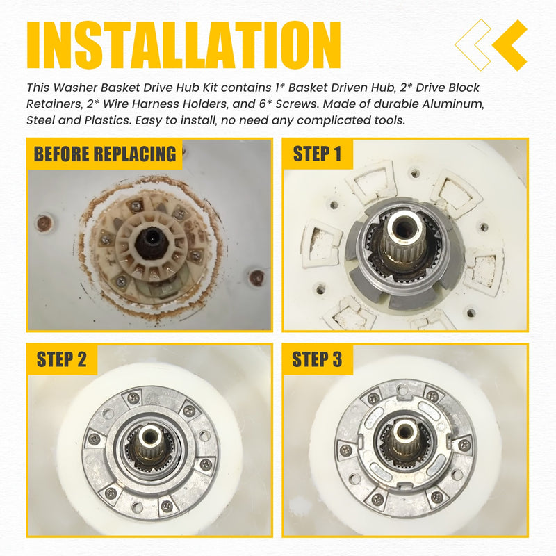 W10324651 Washer Basket Drive Hub Kit for Whirlpool Maytag Amana