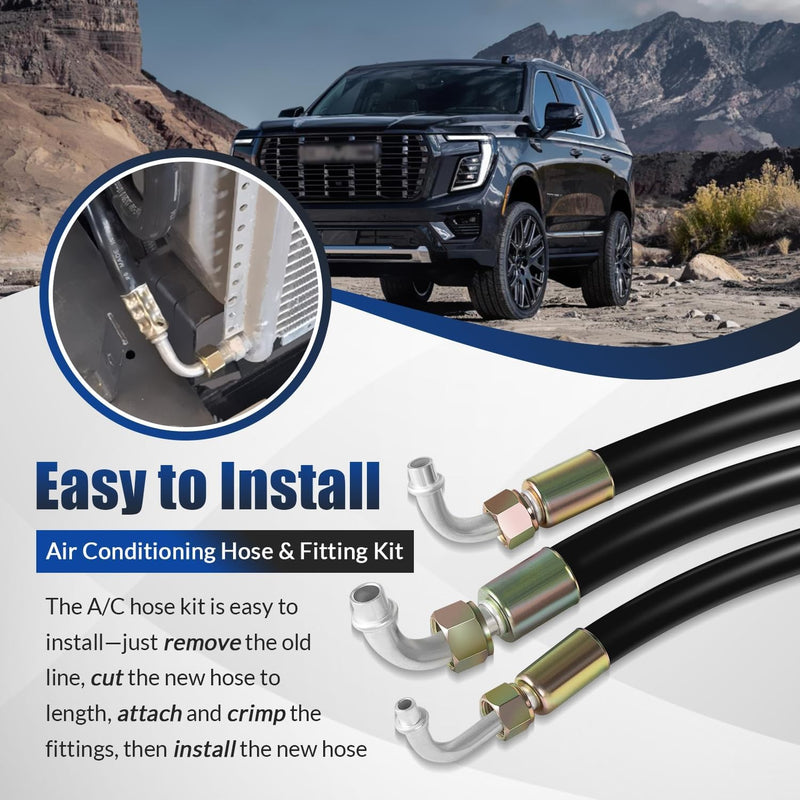 Air Conditioning Hose & Fitting Kit with 6.5ft #6 #8 #10 AC Hoses