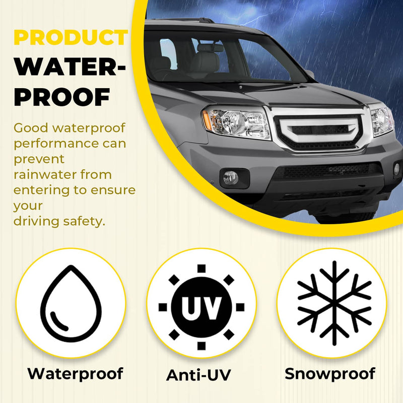 DURAFORCE Fog Light Trim Cover for Honda Pilot 2009 2010 2011 Black Driver & Passenger