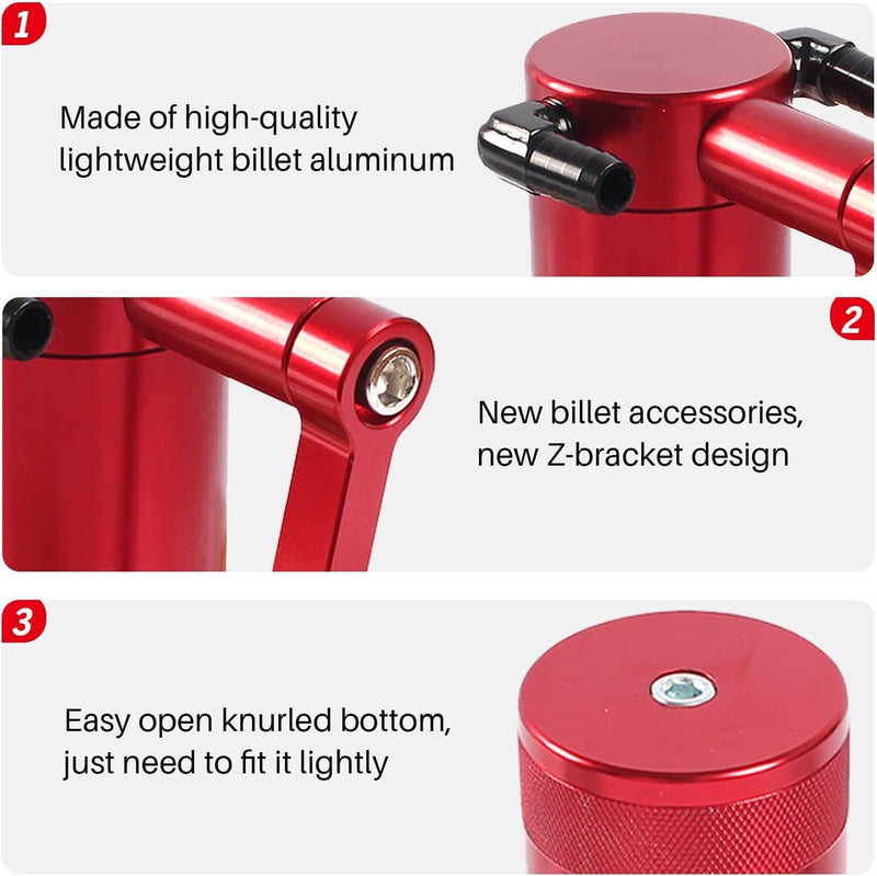 Oil Catch Can Kit Z-Bracket Red Finish for Dodge Challenger Chrysler 2011-2021